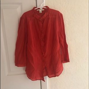 Banana Republic button up ruffled blouse